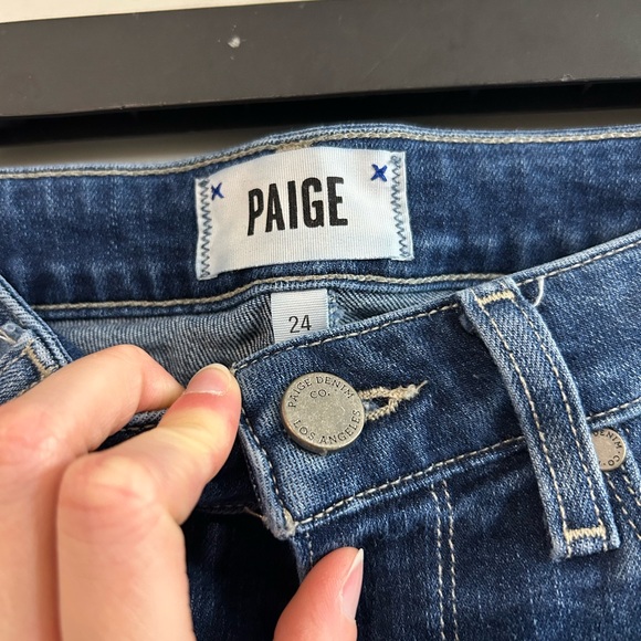 PAIGE Dark Blue Distressed Verdugo Fit  Skinny Jeans - Picture 5 of 9